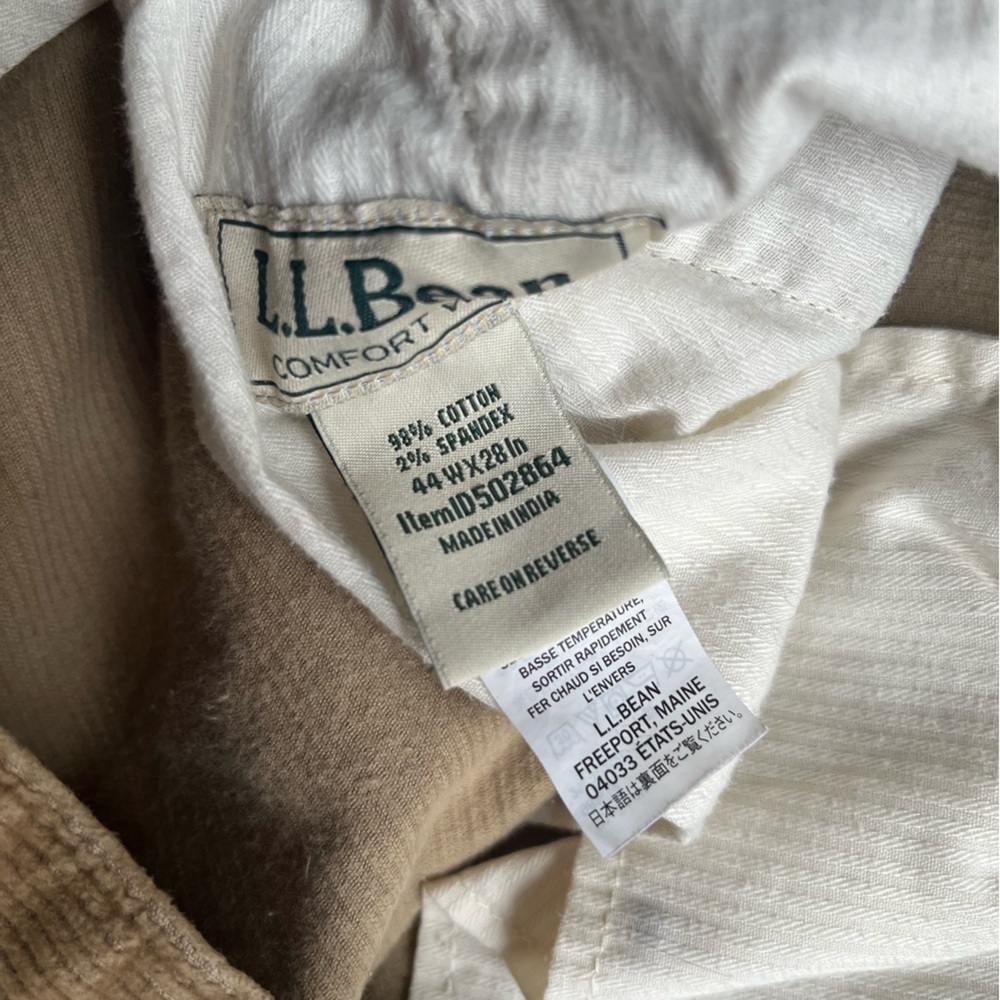 L.L.Bean Corduroy Pants Mens 44x28 Comfort Waist Stretch Workwear Casual Big - Picture 4 of 5